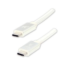Logo USB kábel (3.2 gen 2), USB C férfi - USB C férfi, 1m, Power Delivery 100W, 10 Gbps, 20V/5A, fehér, doboz, nejlonfonat, h