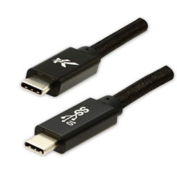 Logo USB kábel (3.2 gen 2), USB C hím - USB C hím, 1m, Power Delivery 100W, 10 Gbps, 20V/5A, fekete, doboz, nejlonfonat,