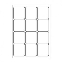 Logós címkék 66mm x 70mm, A4, matt, fehér, 12 címke, 140g/m2, 25 darabos csomag, tintasugaras és lézernyomtatókhoz.