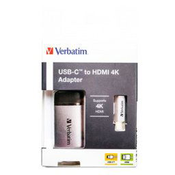 USB (3.1) hub 1 port, 49143, szürke, kábel hossza 10cm, Verbatim, 1x HDMI