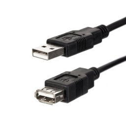 USB hosszabbító kábel (2.0), USB A hím - USB A csatlakozó, 1,8 m, fekete