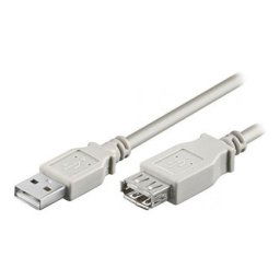 USB hosszabbító kábel (2.0), USB A hím - USB A csatlakozó, 5m, szürke