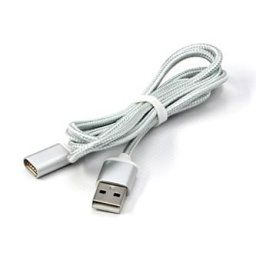 USB kábel (2.0), USB A csatlakozó - mágneses csatlakozó, 1m, ezüst színű