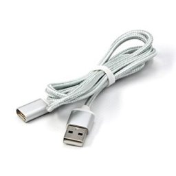 USB-kábel (2.0), USB A hím – mágneses csatlakozó, 1 m, ezüst színű, KIÁRUSÍTÁS