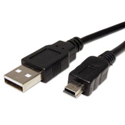 USB-kábel (2.0), USB A hím – miniUSB hím, 3 m, fekete, KIÁRUSÍTÁS