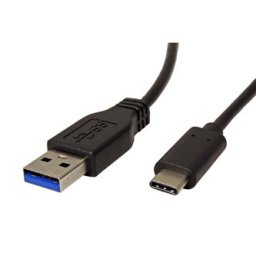 USB-kábel (3.1), USB A hím – USB C hím, 0,5 m, kerek, fekete, műanyag tasakban, KIÁRUSÍTÁS