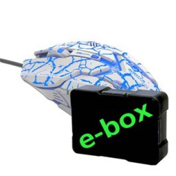 E-blue Auroza Gaming egér vezetékes, fehér, 4000DPI, e-box