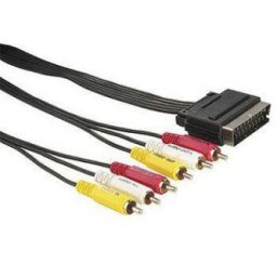 Videokábel SCART hím - 6x CINCH hím, 5m, fekete, ELADÓ