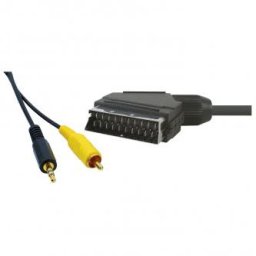 Videokábel SCART hím - CINCH hím Jack (3.5mm) hím, 5m, fekete, SELL