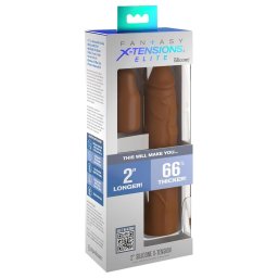 Pipedream - X-TENSION Elite 2 - méretre vágható péniszköpeny (barna)