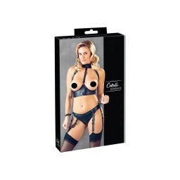 Cottelli Bondage - fényes mellemelő szett bilinccsel (fekete)