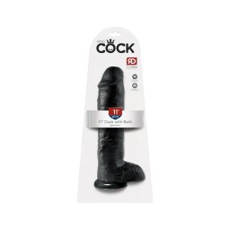 King Cock 11 - nagy tapadókorongos, herés dildó (28cm) - fekete