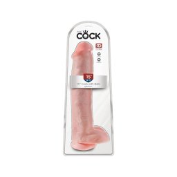 King Cock 15 - tapadókorongos, herés dildó (38cm) - natúr