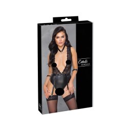 Cottelli Bondage - csipkés, nyakpántos body (fekete)