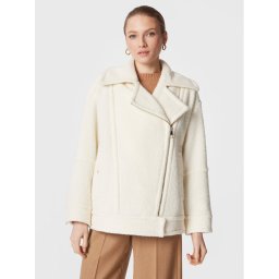 Boss Báránybőr kabát Jafea 50482688 Ekru Relaxed Fit