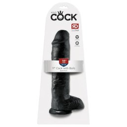 King Cock 11 - nagy tapadókorongos, herés dildó (28 cm, fekete)