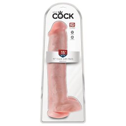King Cock 15 - tapadókorongos, herés dildó (38 cm, testszínű)