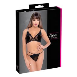 Cottelli - átlátszó, csipkés melltartó szett (fekete)