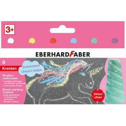 EBERHARD FABER Aszfaltkréta készlet, EBERHARD FABER "Unikornis", 6 csillámos szín