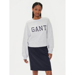 Gant Pulóver Logo 4200840 Szürke Relaxed Fit