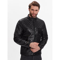 JOOP! Jeans Bőrkabát 80000241 Fekete Regular Fit