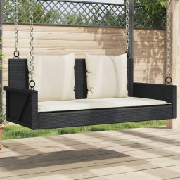 vidaXL fekete polyrattan hintapad párnákkal 119 x 56 x 48 cm