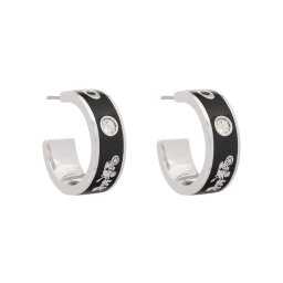 Coach Fülbevaló Enamel Horse & Carriage Hoop Earrings 37479036RHO003 Fekete