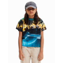 Desigual Póló 23SBTK15 Sötétkék Regular Fit