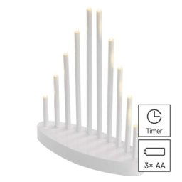 LED gyertyatartó, fehér, 24,5 cm, 3x AA, beltéri, meleg fehér, időzítő