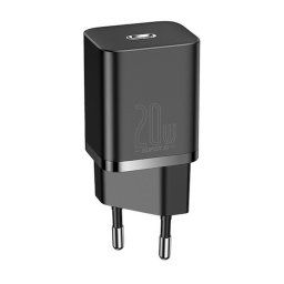 Hálózati töltő adapter, 20W, USB Type-C aljzat, gyorstöltés, PD, Baseus Si, fekete