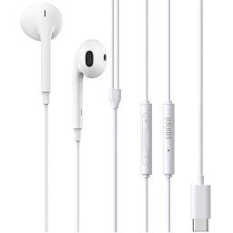 Vezetékes sztereó fülhallgató, USB Type-C, mikrofon, funkció gomb, hangerő szabályzó, Edifier P180, fehér