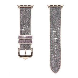 Apple Watch 1-6, SE, SE (2022), SE (2025) (42 / 44 mm) / Watch 7-8 (45 mm), szilikon + bőr pótszíj, csillogó, Dux Ducis Sparkle, zöld