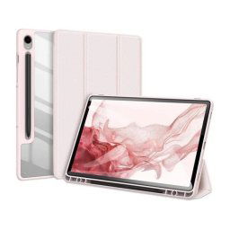 Samsung Galaxy Tab S9 11.0 SM-X710 / X716B, mappa tok, Trifold, légpárnás sarok, közepesen ütésálló, érintőceruza tartó, átlátszó hátlap, Dux Ducis Toby, rózsaszín