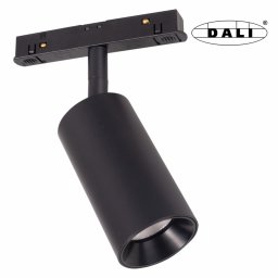 MAXLIGHT Track Magnetic 48V-os sínrendszeres spot lámpa, állítható, 12W, 3000K, 664 lm, Ø5 cm, fekete, DALI