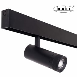 MAXLIGHT Track Magnetic 48V-os sínrendszeres spot lámpa, állítható, 12W, 3000K, 784 lm, Ø5 cm, fekete, DALI