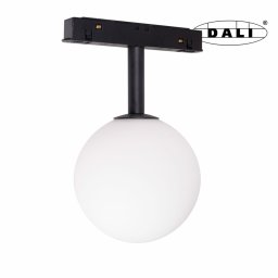 MAXLIGHT Track Magnetic 48V-os sínrendszeres gömb lámpa, 6W, 3000K, 525 lm, Ø10 cm, fekete, DALI