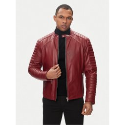 Serge Pariente Bőrkabát Leman Piros Slim Fit