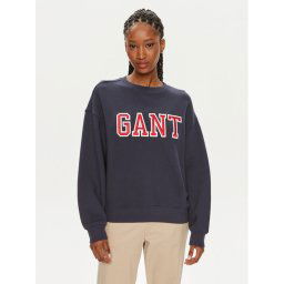 Gant Pulóver Logo 4200840 Sötétkék Relaxed Fit