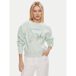 Guess Pulóver Icon W4GQ09 KB681 Zöld Relaxed Fit