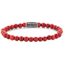 Rebel and Rose -Piros élvezet évjárat féldrágaköves karkötő, unisex divatékszer - (RR-60118-V-L)