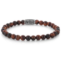 Rebel and Rose -Vörös tigris évjárat féldrágaköves karkötő, unisex divatékszer - (RR-60122-V-L+)