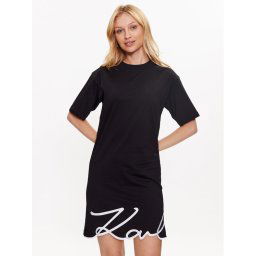 KARL LAGERFELD Hétköznapi ruha Signature 231W1357 Fekete Relaxed Fit