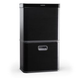 Klarstein Touchless, szenzoros szemétkosár, 56 l, rozsdamentes acélból, 3 kosár, Soft-Close záródás, elemmel működő, LED kijelző, időzítő (KG30-56l-bl)