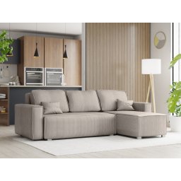 Bézs sarokkanapé SMART COSARO, kétoldalas + 2 párna AJÁNDÉK