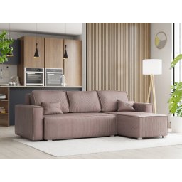 Rózsaszín sarokkanapé SMART COSARO, kétoldalas + 2 párna AJÁNDÉK