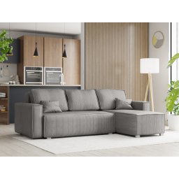 Világosszürke sarokkanapé SMART COSARO, kétoldalas + 2 párna AJÁNDÉK