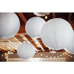 Lampion, papír, gömb, fehér, 45cm