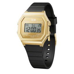 ICE digit retro - Metál arany tükör, fekete, női karóra - 32 mm - (022731)