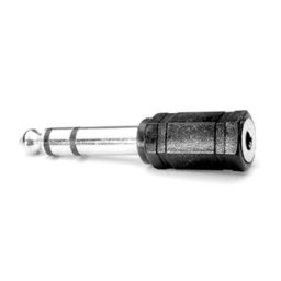 Audio-átmenő, Jack (6,3 mm) hím – Jack (3,5 mm) nő, sztereó, fekete, Logo blister, KIÁRUSÍTÁS