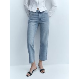 Mango Farmer Bianca 67095742 Kék Cropped Fit
